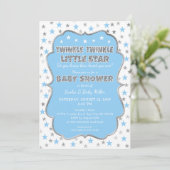 Invitation BLUE Twinkle Twinkle Little Star Baby shower (Debout devant)