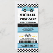 Invitation Blue Two Fast Race Car Billet Pass Deuxième Annive (Devant)
