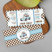 Invitation Blue Two Fast Race Car Billet Pass Deuxième Annive
