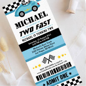 Invitation Blue Two Fast Race Car Billet Pass Deuxième Annive