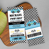 Invitation Blue Two Fast Race Car Billet Pass Deuxième Annive