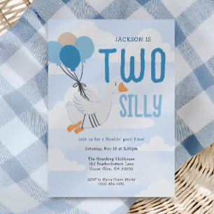 Invitation Blue Two Silly Goose 2e anniversaire