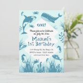 Invitation Blue Under the Sea Anniversaire (Debout devant)
