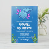 Invitation Blue Underwater Axolotl Enfants Garçons Amusants A (Debout devant)