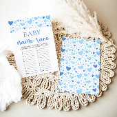 Invitation Blue Valentine Baby Name Race Baby shower Jeu