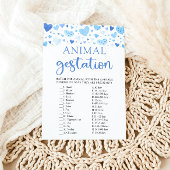 Invitation Blue Valentine Baby shower Animal Gestation Jeu