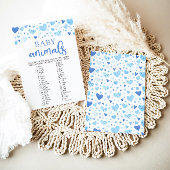 Invitation Blue Valentine Baby shower bébé Animaux Jeu