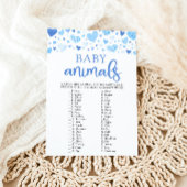 Invitation Blue Valentine Baby shower bébé Animaux Jeu
