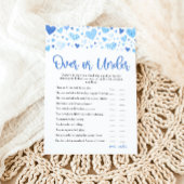 Invitation Blue Valentine Over ou Under Baby shower Game
