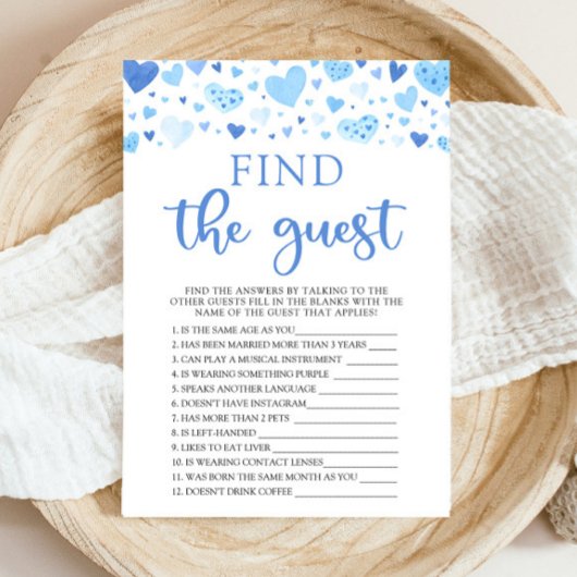 Invitation Blue Valentine Trouver Le Jeu Baby shower Invité