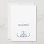 Invitation Blue Victorian Ornate Grace Floral Mariage françai (Dos)