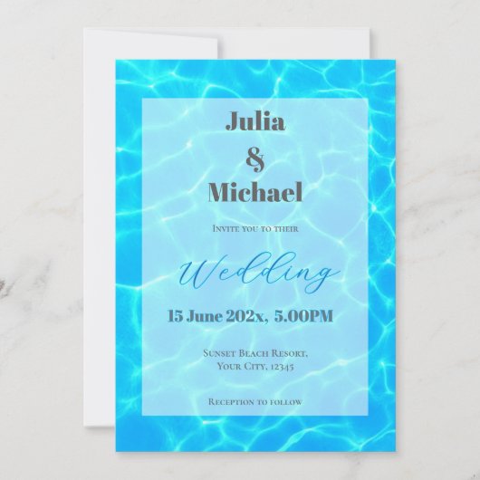 Invitation Blue Water Beach & Destination Wedding Ocean Theme (Devant)