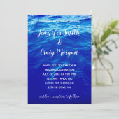 Invitation Blue Water Photo Moderne Calligraphie Mariage (Debout devant)