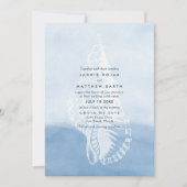 Invitation Blue Watercolor Beach Mariage (Devant)