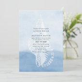 Invitation Blue Watercolor Beach Mariage (Debout devant)