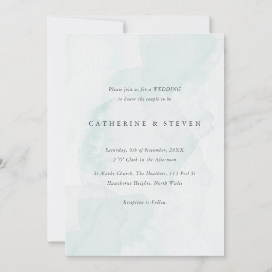 Invitation Blue Watercolor Beach Mariage côtier (Devant)