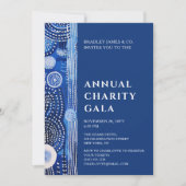 Invitation Blue Watercolor Floral Charité Événement Gala (Devant)