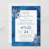Invitation Blue Watercolor floral Elégant mariage (Devant)