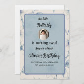 Invitation Blue Watercolor Floral Pattern  (Devant / Derrière)