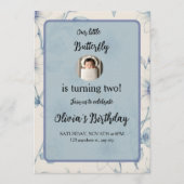 Invitation Blue Watercolor Floral Pattern  (Devant)