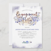 Invitation Blue Watercolor Floral Script Engagement (Devant)