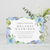 Invitation Blue Watercolor Floral Wreath Bridal (Debout devant)