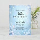 Invitation Blue Watercolor Flower Design with Light Effect (Debout devant)