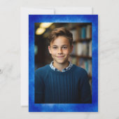 Invitation Blue Watercolor Frame Custom PHOTO Bar Bat Mitzvah (Dos)