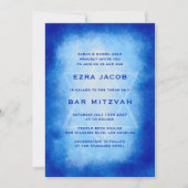 Invitation Blue Watercolor Frame Star Custom Bar Bat Mitzvah (Devant)