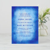 Invitation Blue Watercolor Frame Star Custom Bar Bat Mitzvah (Debout devant)