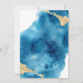 Invitation Blue Watercolor Gold Photo Célébration de la vie (Dos)