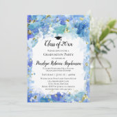 Invitation Blue Watercolor Gold Splatter Graduation Party (Debout devant)