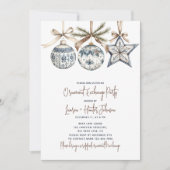 Invitation Blue Watercolor Orament Exchange Fête de vacances (Devant)