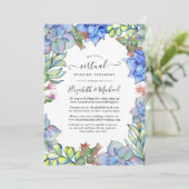 Invitation Blue Watercolor Succulents en ligne Mariage virtue (Debout devant)