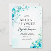 Invitation Blue Watercolor Wildflowers Modern Bridal Shower (Devant)