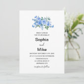 Invitation Blue Watercolour Floral Butterflies Wedding (Debout devant)