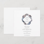 Invitation Blue Watercolour Sea Shell Save the Date Flat Card (Devant / Derrière)