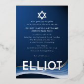 Invitation Blue Wave Bar Mitzvah Foil (Recto)