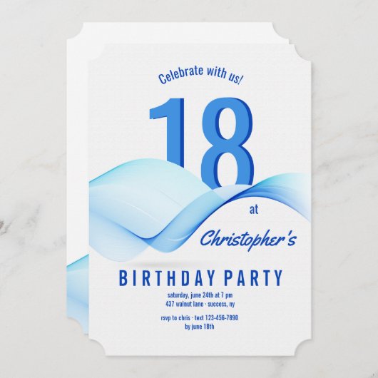Invitation Blue Waves (Devant / Derrière)