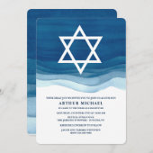 Invitation Blue Waves Bar Mitzvah (Devant / Derrière)
