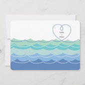 Invitation Blue Waves Loopy Heart Simple Engagement Party (Devant)