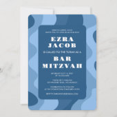 Invitation Blue Waves Moderne Abstrait Custom Bar Mitzvah (Devant)