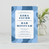 Invitation Blue Waves Moderne Abstrait Custom Bar Mitzvah (Debout devant)