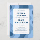 Invitation Blue Waves Moderne Abstrait Custom Bar Mitzvah (Devant)