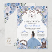 Invitation Blue Western Charra Girl Ranchero Quinceanera (Devant / Derrière)
