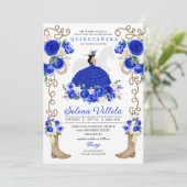 Invitation Blue Western Mariachi Charro Princess Quinceañera (Debout devant)