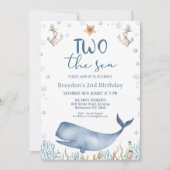 Invitation Blue Whale Boys Two The Sea 2e anniversaire (Devant)