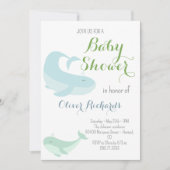 Invitation Blue Whale Green Pastel Ocean Fish Baby shower (Devant)