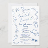 Invitation Blue Whimsal Coastal Cowgirl Bachelorette Party (Devant)