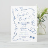 Invitation Blue Whimsal Coastal Cowgirl Bachelorette Party (Debout devant)